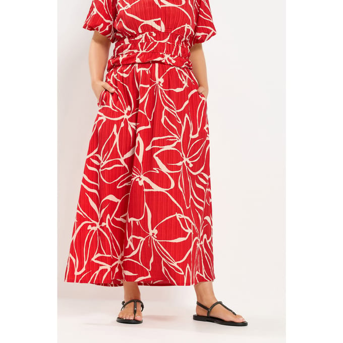 Yours Rode Rok Met Bloemenprint Size 44