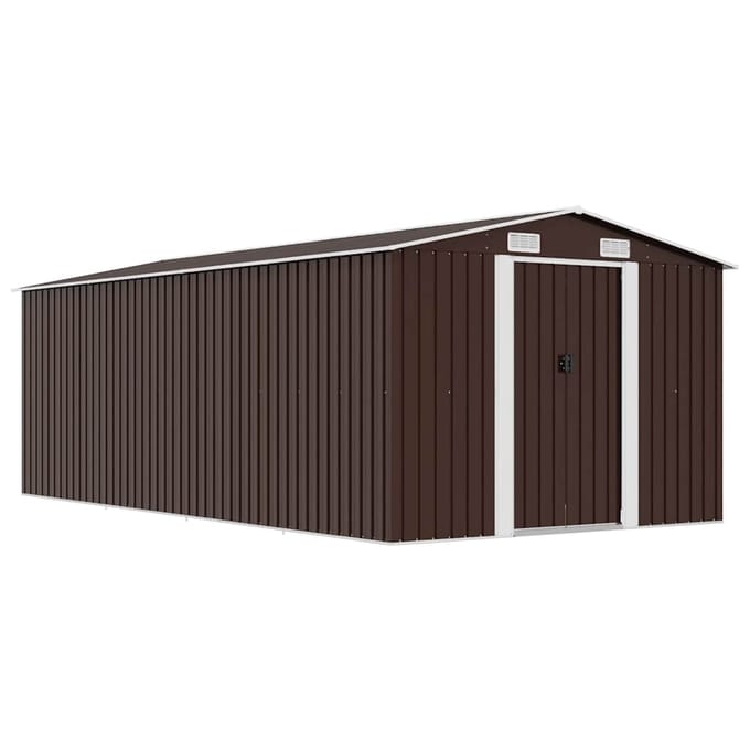 vidaXL - Tuinschuur - 257x489x181 - cm - metaal - bruin