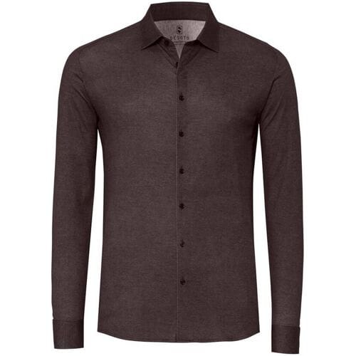 Desoto Overhemd Casual Kent Solid Color Twill Bruin / male