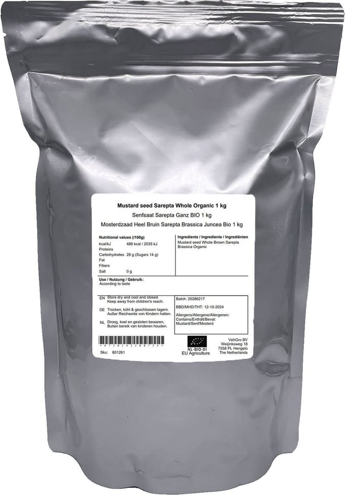 Mosterdzaad Heel Bruin Sarepta Brassica Juncea Bio - 1 Kg - Holyflavours