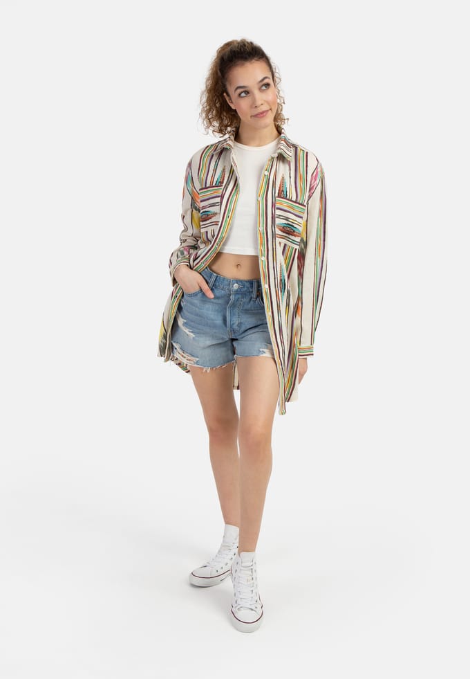 Mymo Overhemd blouse jurk Dames Veelkleurig Inca-patroon