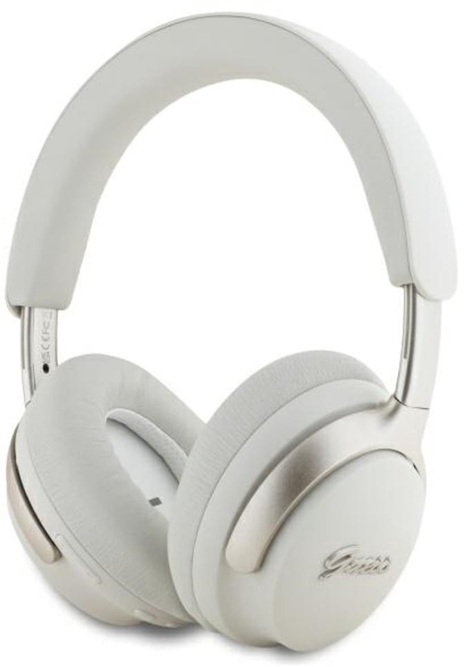 Guess Bluetooth ANC Headphones Metal Script Logo - Wit/Beige