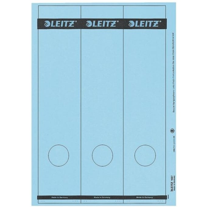 LEITZ® rugetiketten lang, via pc beletterbaar, rugbreedte 80 mm, zelfklevend 75 st., blauw