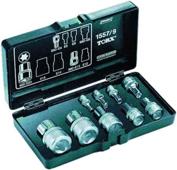 Dopsleutelset Torx - Torx doppen - Buiten Torx Schroeven - 9 Delig - E4-E20 - Oranje
