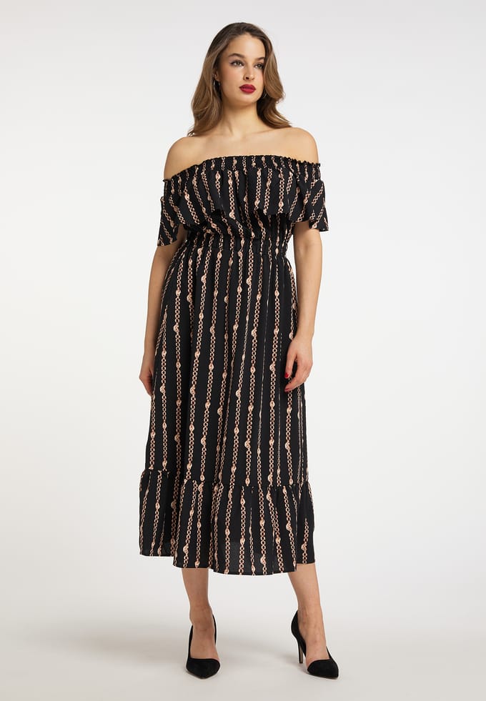 Faina Maxi-jurk met all-over print Dames zwart