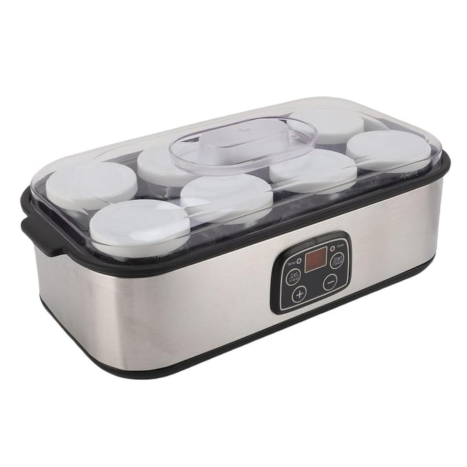 Yoghurtmaker Machine Automatisch met Instelbare Temperatuur Tijdregeling LCD-Display voor Milkshake Jam IJs Pudding gray