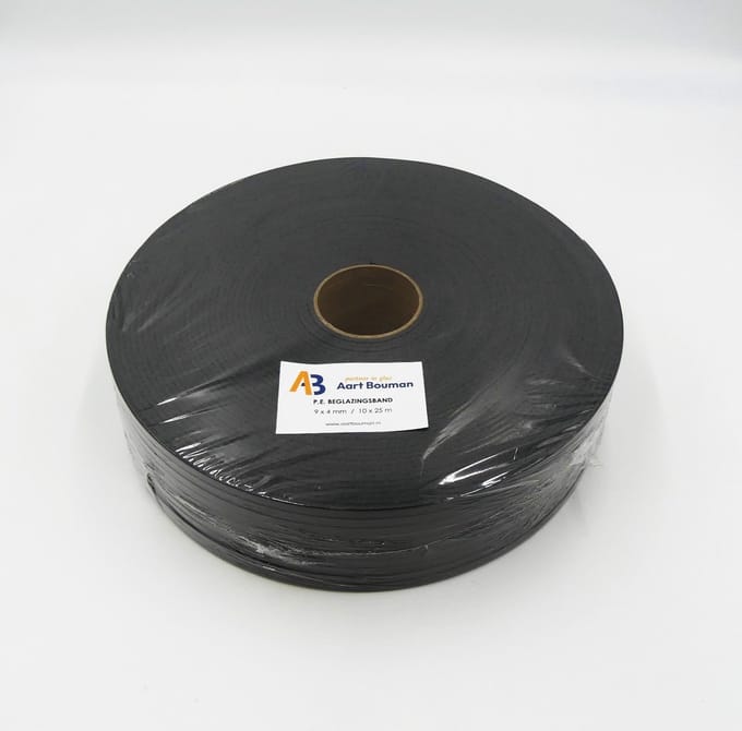 Glasband 9 x 4mm zwart - pak 250m