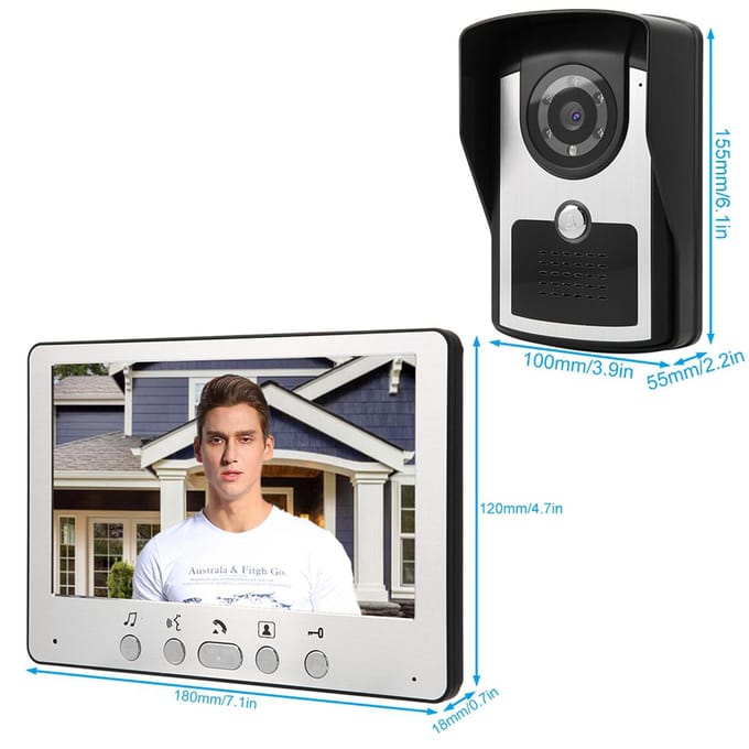 7  LCD Video Deurtelefoon Bedrade Intercom Deurbel Kit Huis Entree Systeem 1V2 815FC12