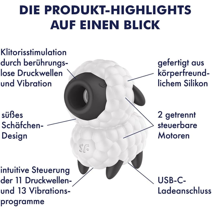 Satisfyer - Dreamy Sheep - Luchtdruk Vibrator - Zwart/Wit