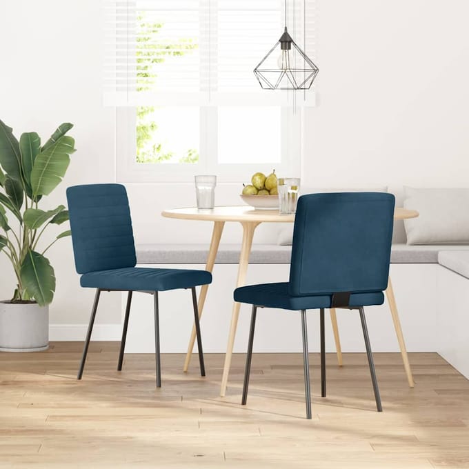 vidaXL Eetkamerstoelen 2 st fluweel blauw