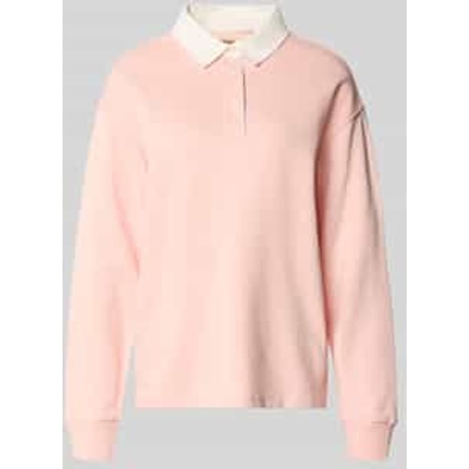Shirt met lange mouwen met polokraag en korte knoopsluiting