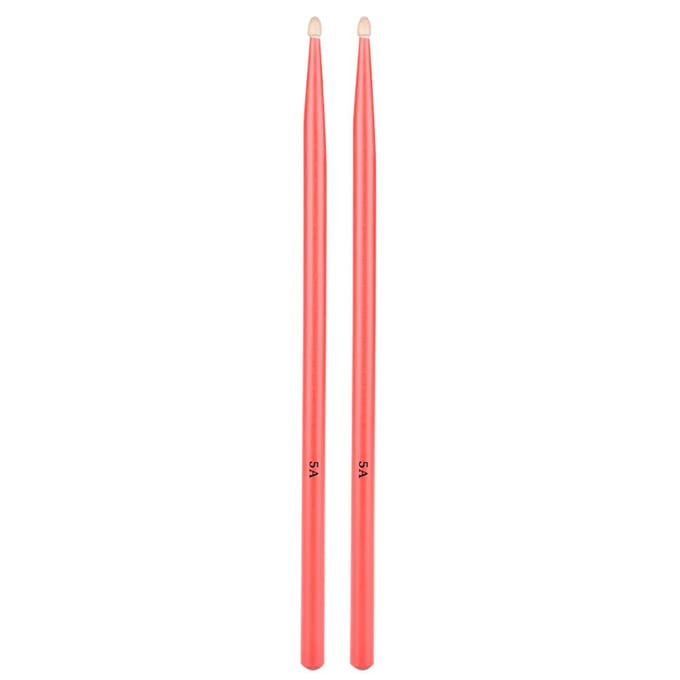 1 paire de baguettes de batterie 5A en bois d'érable, accessoires pour instruments (rouge) pink