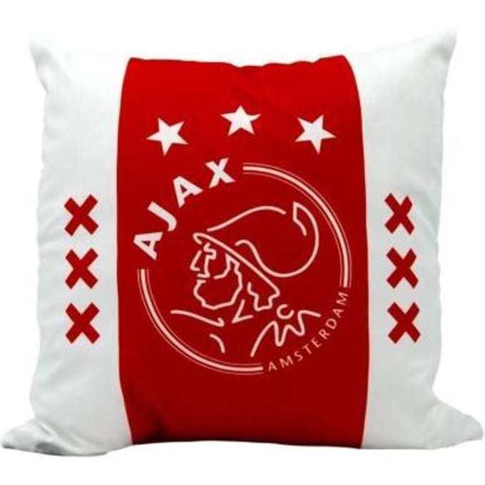 Ajax kussen wit rood wit met logo Kussens