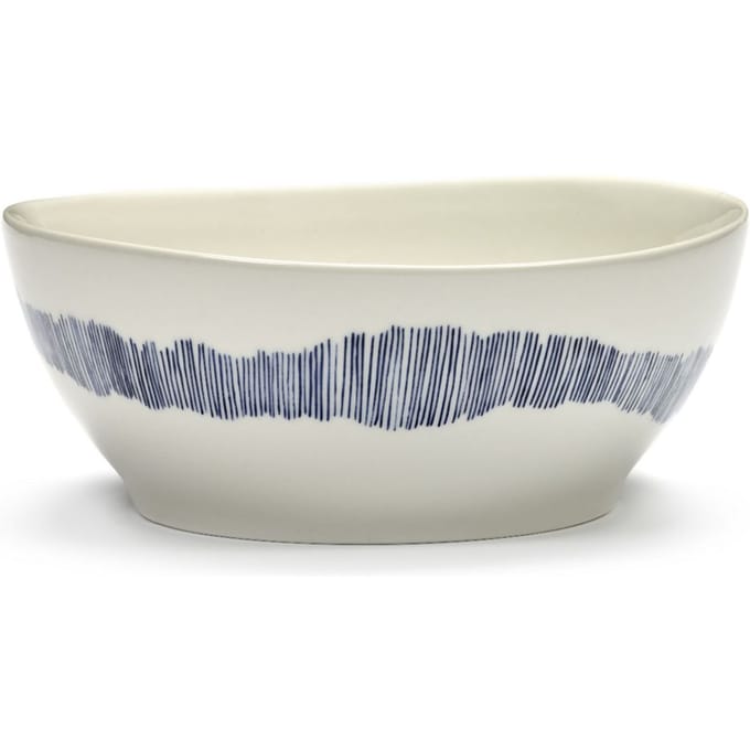 Serax Feast By Ottolenghi Kom Ø18 White Swirl Stripes Blue