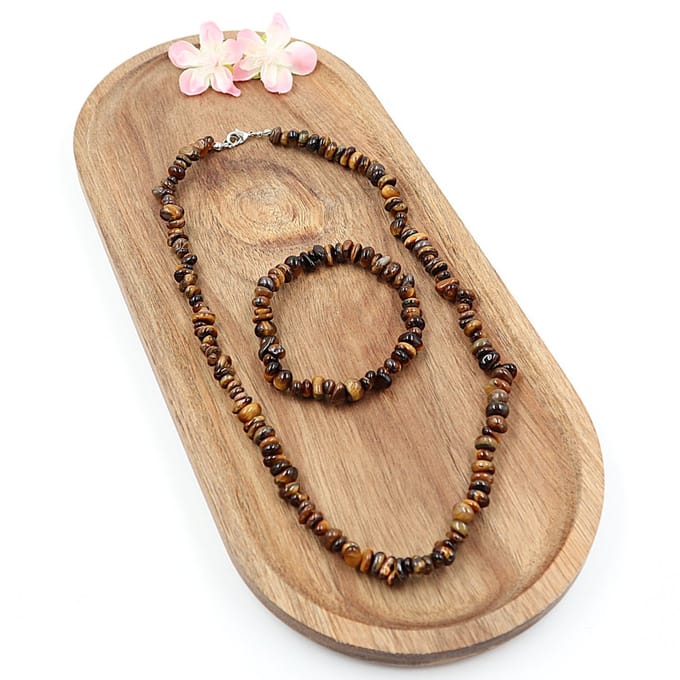 Set splitcollier & splitarmband Tijgeroog