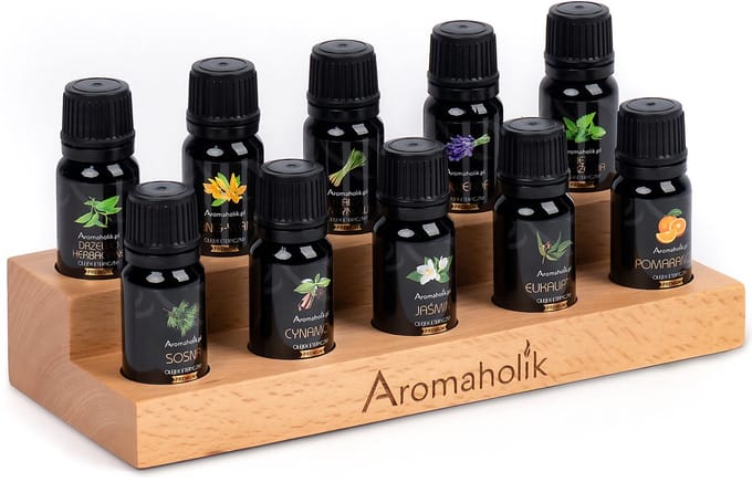 Aromaholik ODK-Serie - Etherische Oliën Set - Houten Standaard - Premium