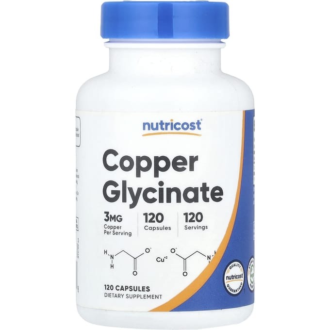 Nutricost, Glycinate de cuivre, 3 mg, 120 gélules