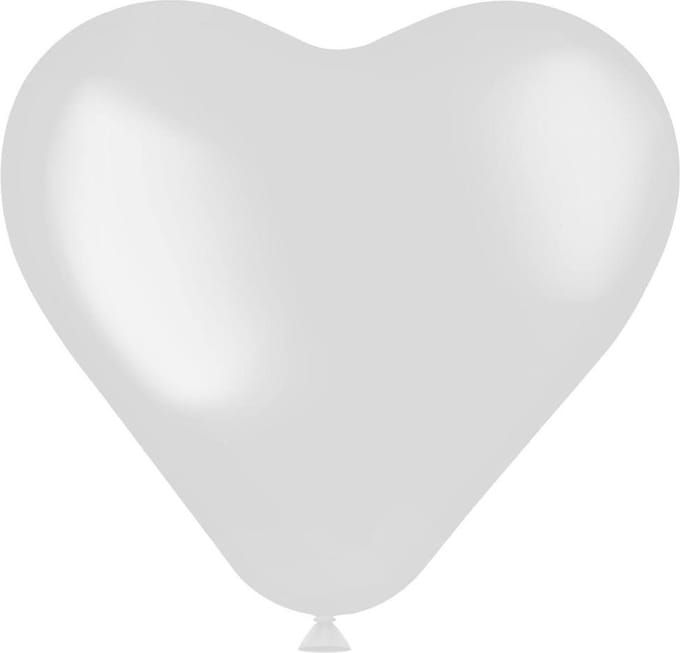 Hart Ballon wit 25cm - 100 stuks