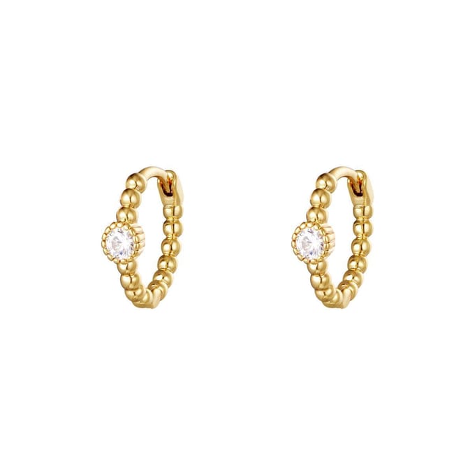 Oorbellen Pearls In A Row - goudkleurig - Koper