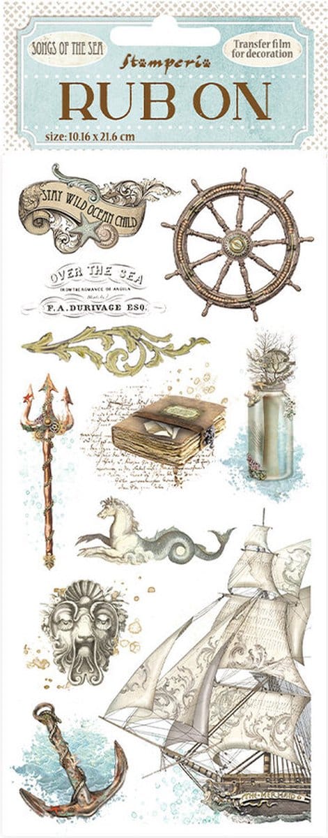 Stamperia - Songs of the Sea Rub-On 4x8,5 Inch Elements (DFLRB50)