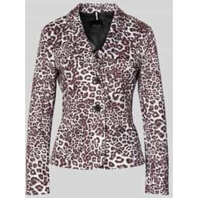 Slim fit blazer met all-over dierenprint