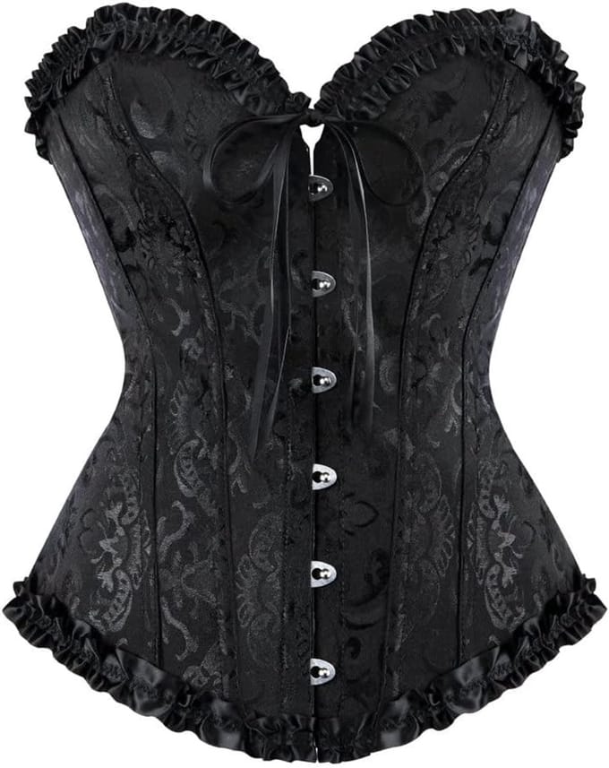 Gotisch Dameskorset met Beha - Vintage Bustier in Zwart/Rood - M