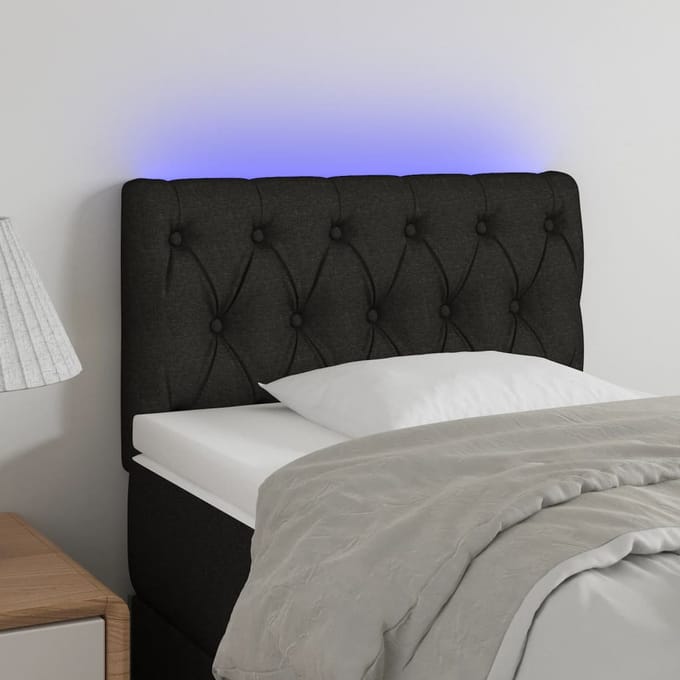 vidaXL - Hoofdbord - LED - 80x7x78/88 - cm - stof - zwart