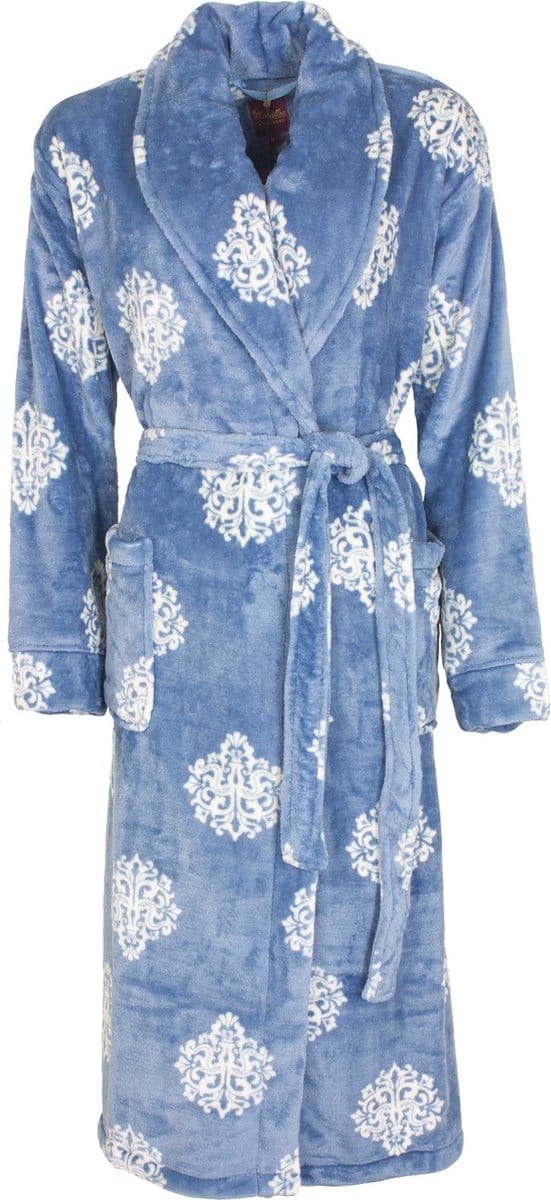 Medaillon Dames Badjas - Coral Fleece - Licht Blauw - Maat S