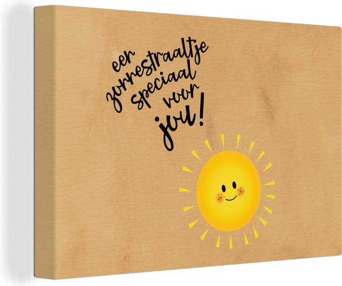 Canvas Schilderij Sterkte - Quotes - Zon - 90x60 cm - Wanddecoratie