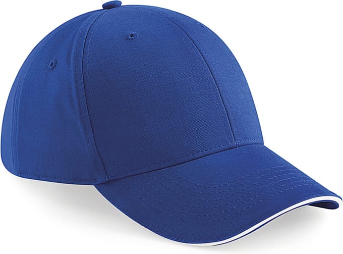 Beechfield Pet - blauw met wit - 6 panel baseballcap - volwassenen - katoen