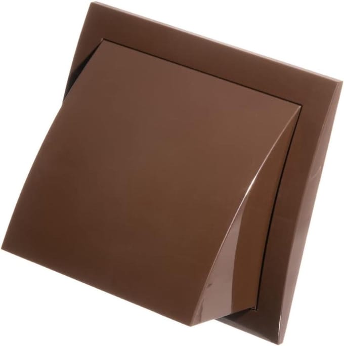 Ø 100mm Ventilatierooster met Regen- en Windbescherming en Terugslagklep - ABS Plastic Bruin