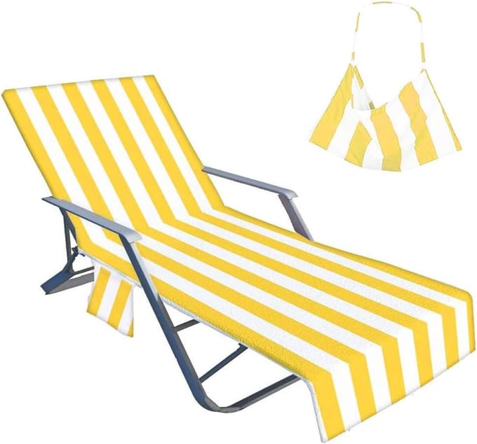 Extra Groot Strandlaken voor Ligstoel - Microvezel Badlaken met Vak - 75x210 cm