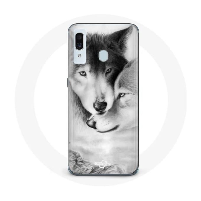 Hoesje voor Samsung Galaxy A30 Wolf Duo dieren