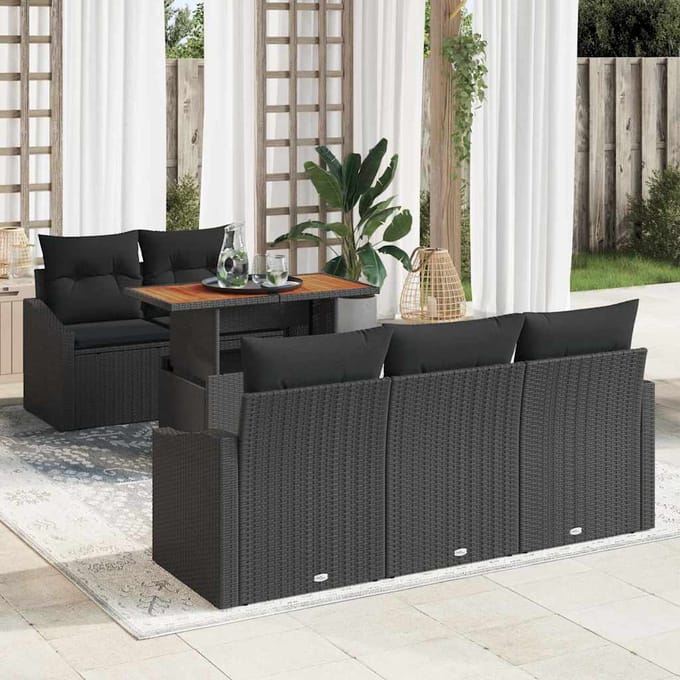 vidaXL - Tuinbank - Set - 6 - st - Zwart - 100 - x - 55 - x - 73 - cm