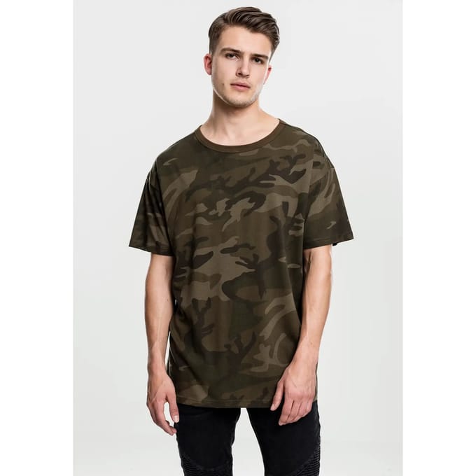 Urban Classics - Camo OVersized Heren T-shirt - M - Groen
