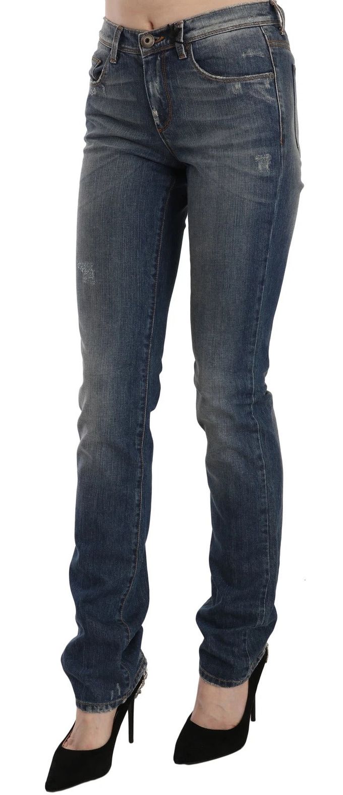 Ermanno Scervino Blauwe Gewassen Bootcut Casual Denim Broek Jeans