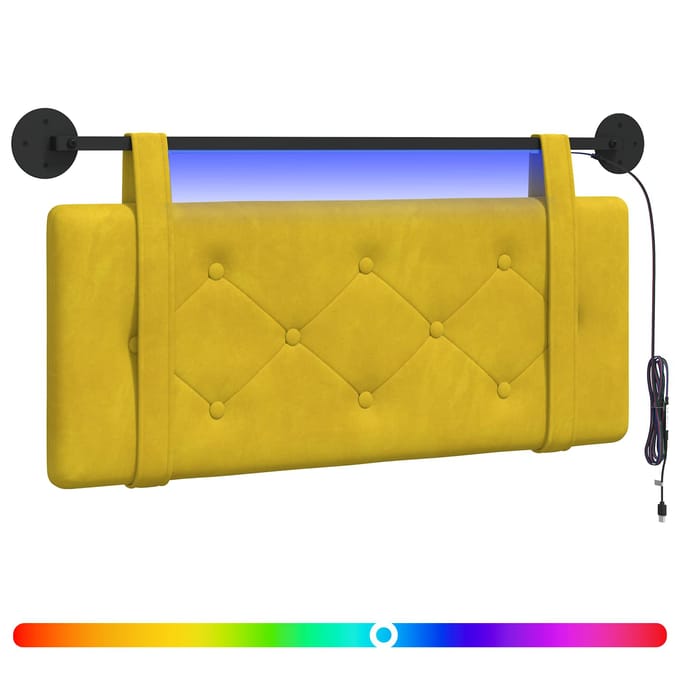 vidaXL - Hangend - hoofdbord - Met - LED-verlichting - Geel - Fluweel