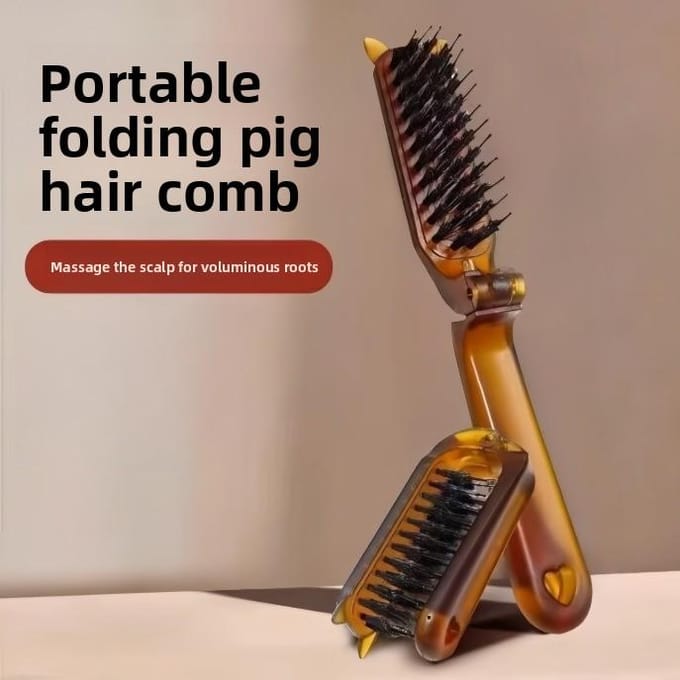 Brosse à Cheveux à Poils Brosse à Cheveux Pliante Brosse de Coiffage Moelleuse Brosse à Cheveux Pliante Portable black
