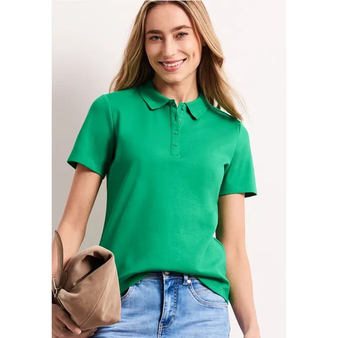 Poloshirt met korte mouwen en geribde structuur