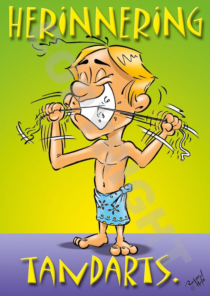 Oproepkaart - HERINNERING TANDARTS - Cartoon 'Flossen' - 100 stuks