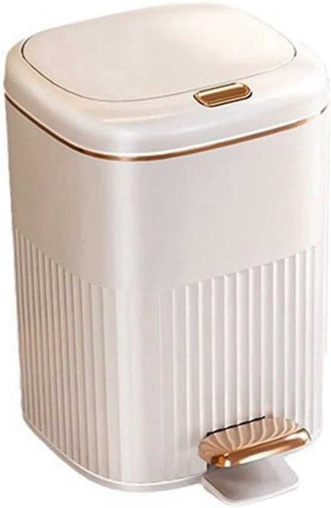 Pedaalemmer - Afvalbak - Hygiënisch Werken - Met Drukdeksel - 10 Liter - Wit Goud