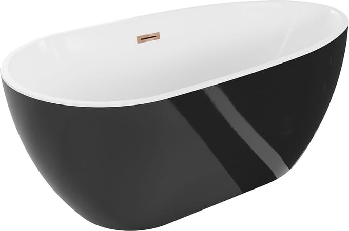 Mexen Eos vrijstaande badkuip 170 x 75 , wit/zwart, overloop roségoud - 52471707575-60