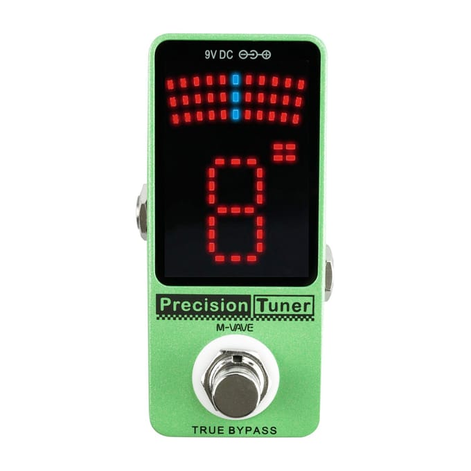 M-VAVE Precision Tuner-pedaal LED-display met True Bypass voor chromatische gitaarbas groen