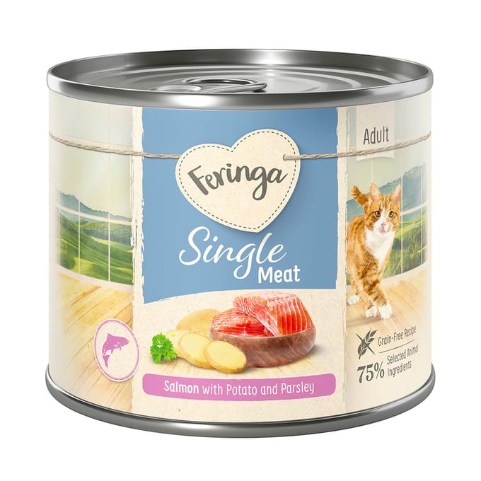 Feringa Single Meat Menu 12 x 200 g Kattenvoer - Zalm met Aardappelen & Peterselie