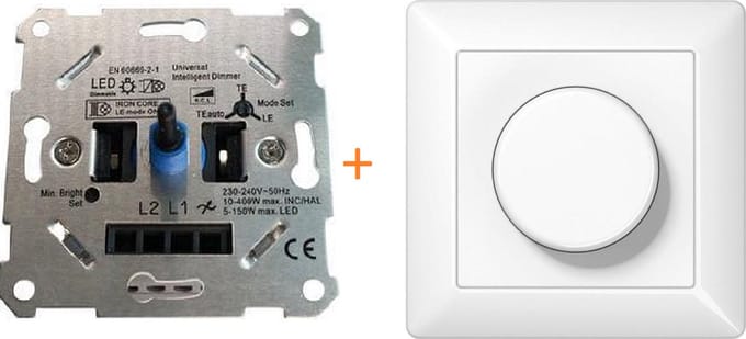 LED Pro dimmer - universel - 0-150 watt - inbouw - inclusief afdekplaat