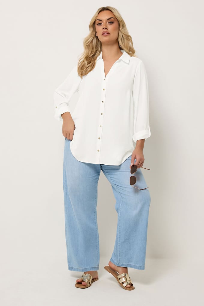 Yours Ivoorwitte Blouse Met Knoopsluiting Size 44
