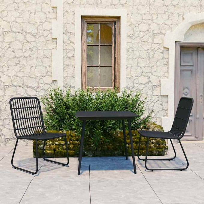 vidaXL - 3-delige - Tuinset - poly - rattan - en - glas
