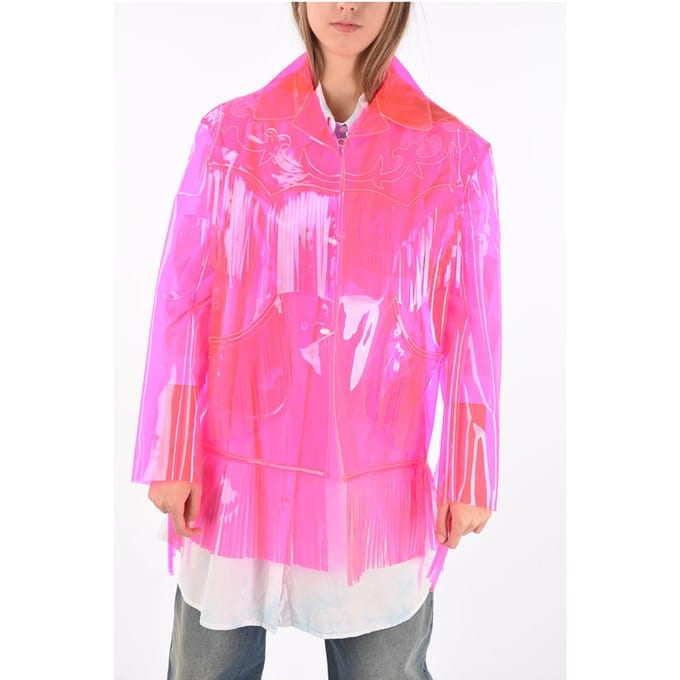 PVC westernjas met franjes in roze