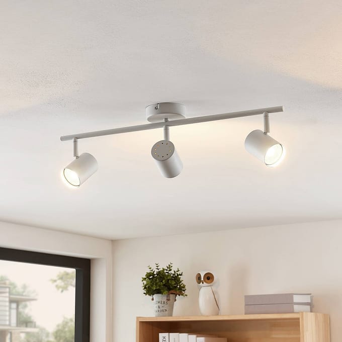 Lindby - buitenspot - 3lichts - Metaal, staal - H: 16.1 cm - GU10 - wit mat