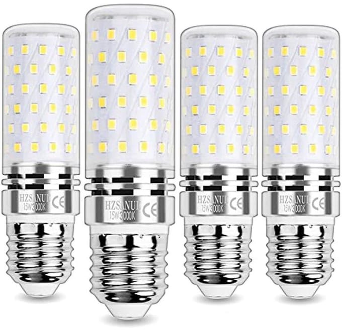E27 LED Corn Bulbs 15W - 3000K Warm White, Equivalent to 120W, Pack of 4